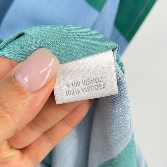 Haremlique a la Mer | Oblique Blue Green Evil Eye Striped Kaftan Maxi Coverup M - Picture 13 of 14